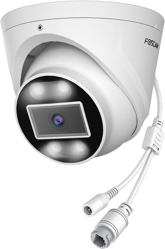 Foscam 8MP 4K IP Turret Camera, PoE, Google, Alexa, AI Support