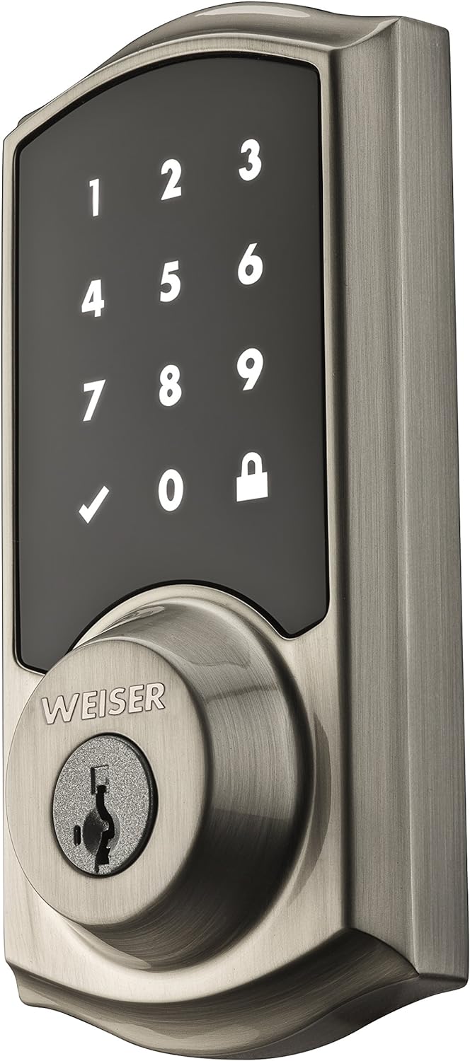 Weiser Zwave Plus Traditional Touch Screen Deadbolt Lock, Satin Nickel