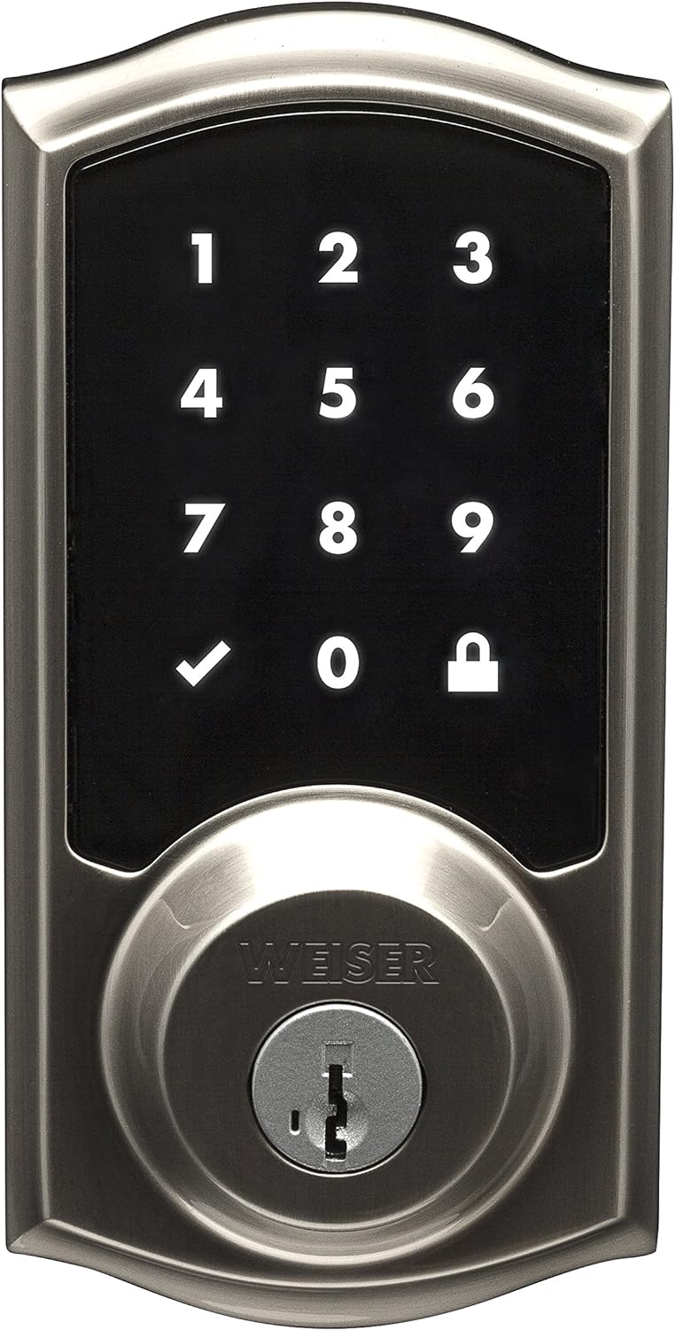 Weiser Zwave Plus Traditional Touch Screen Deadbolt Lock, Satin Nickel
