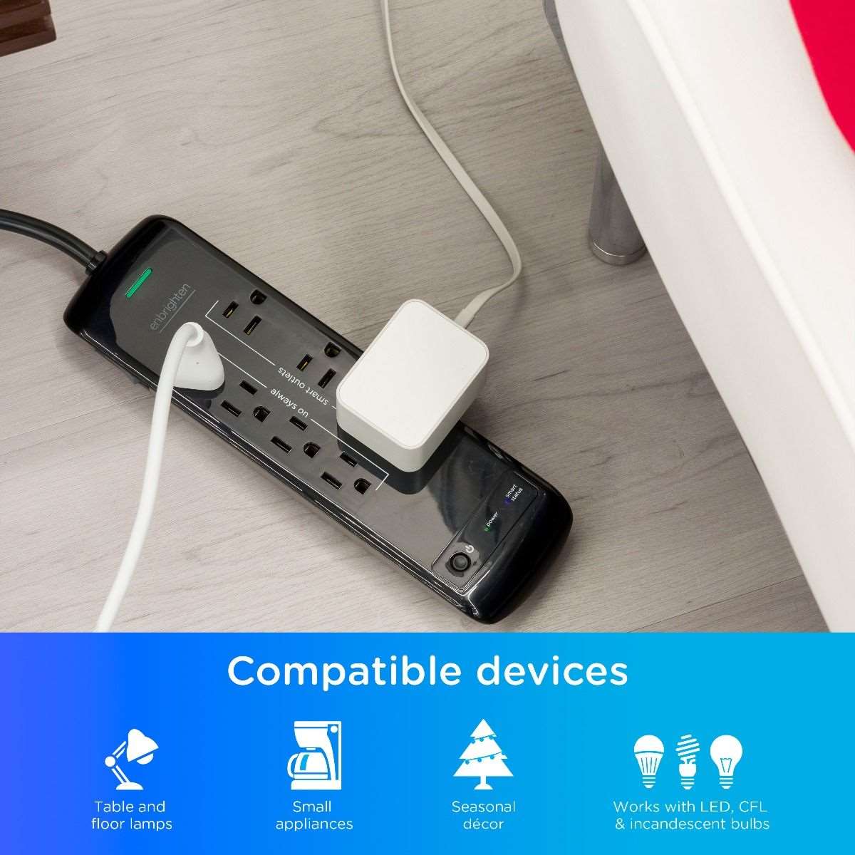 Enbrighten Elite WiFi Smart Surge Protector Power Bar with 7 Outlets - evergreenly