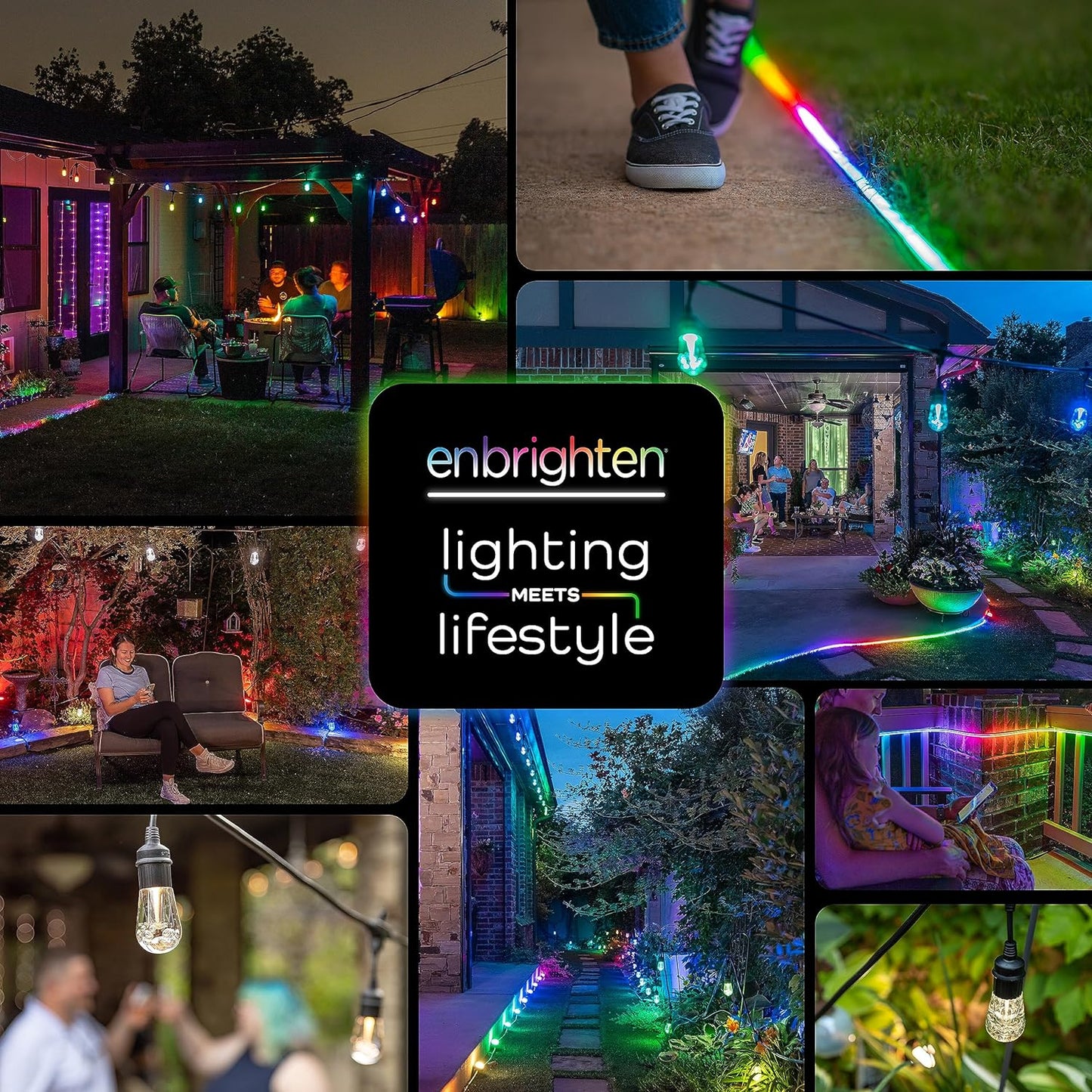 Enbrighten WiFi Season Colour Changing Classic LED Patio Cafe String Lights 24ft