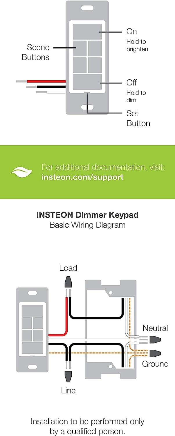 Insteon Dual Band Keypad Dimmer 6 Button White - evergreenly