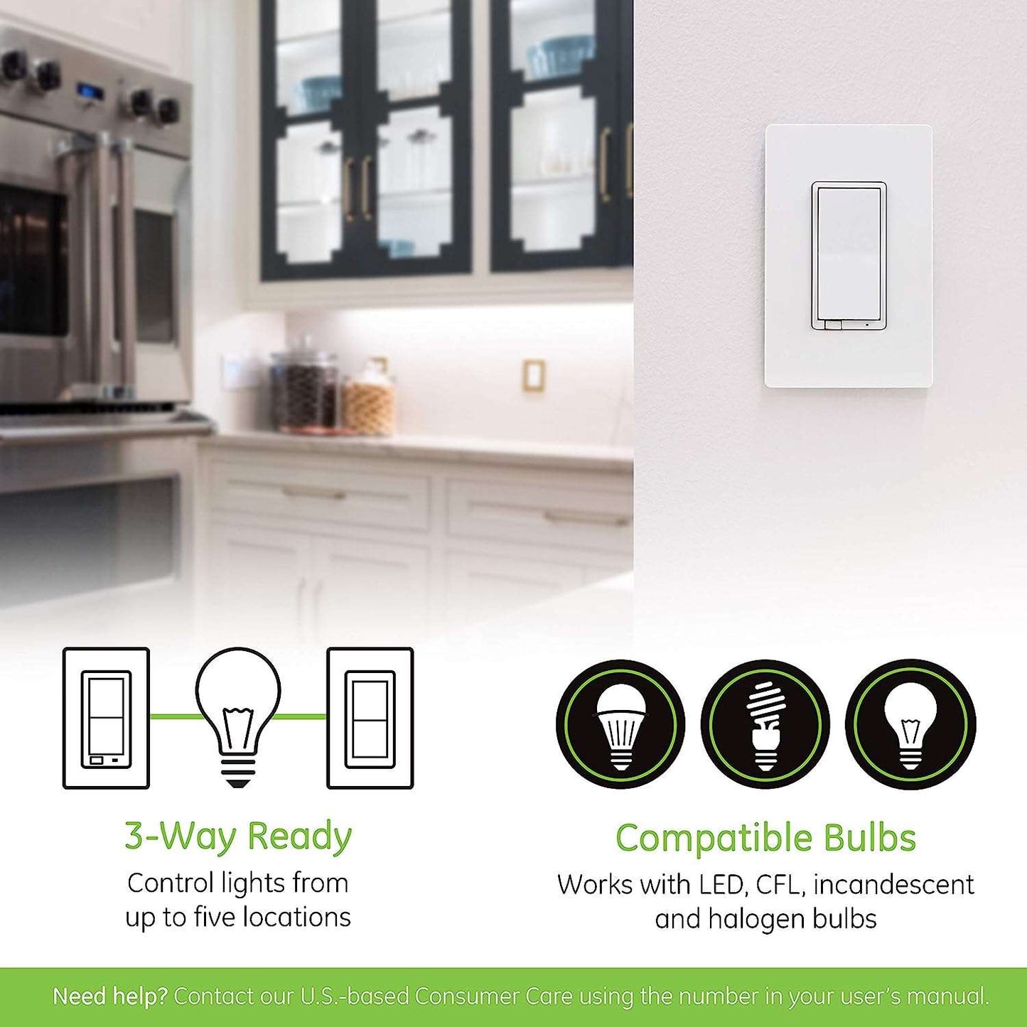 Jasco Zwave Plus In Wall Dimmer 46564 for incandescent, LED, CFL with QuickFit, SimpleWire