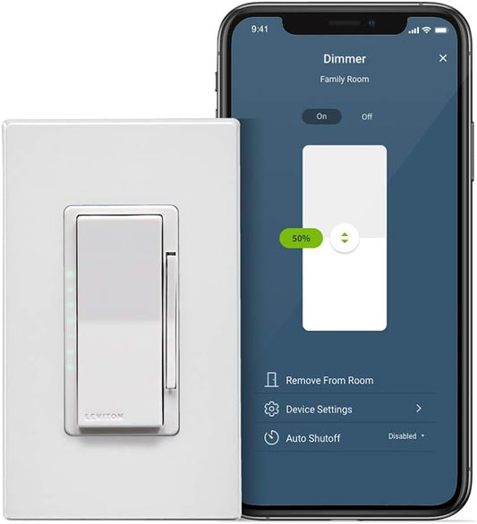 Leviton Decora D26HD-1BW 2nd Gen WiFi Dimmer Works with Google,Alexa,HomeKit,Matter