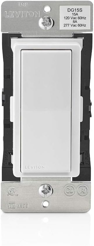 Leviton Decora DG15S-1BW Zigbee 3.0 Wall Switch for LED, CFL, Incandescent