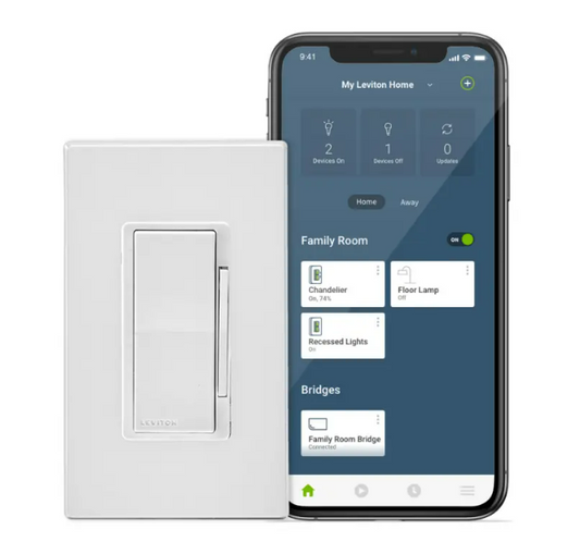 Leviton DN6HD-1BW Decora Smart WiFi No Neutral Dimmer (MLWSB-1BW Bridge Required)