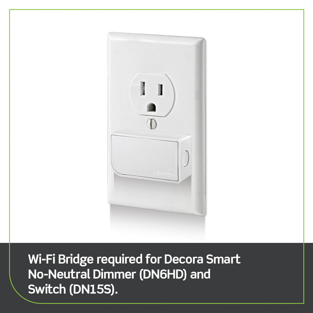 Leviton DN15S-1BW Smart WiFi No Neutral On Off Switch (MLWSB-1BW Bridge Required)