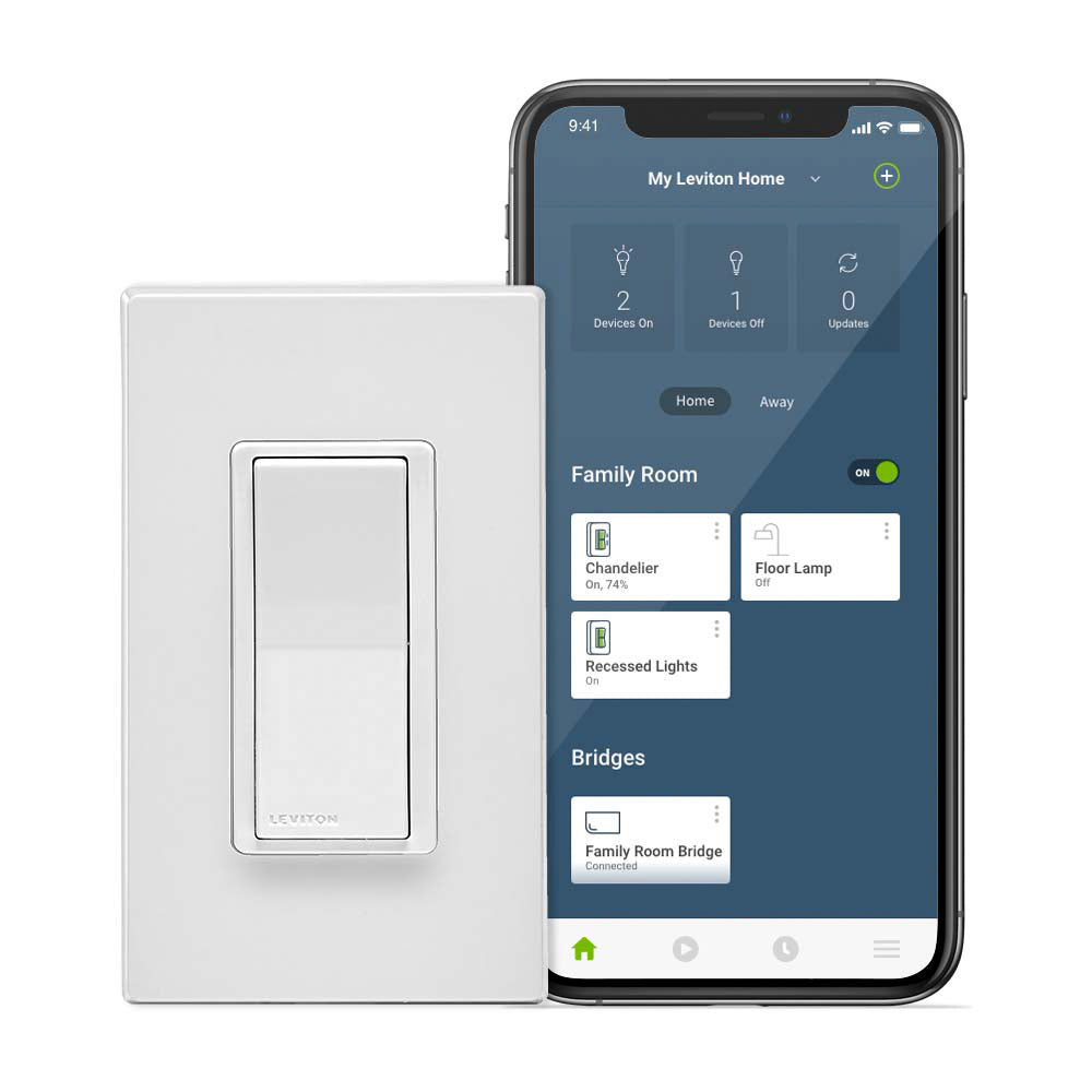 Leviton DN15S-1BW Smart WiFi No Neutral On Off Switch (MLWSB-1BW Bridge Required)