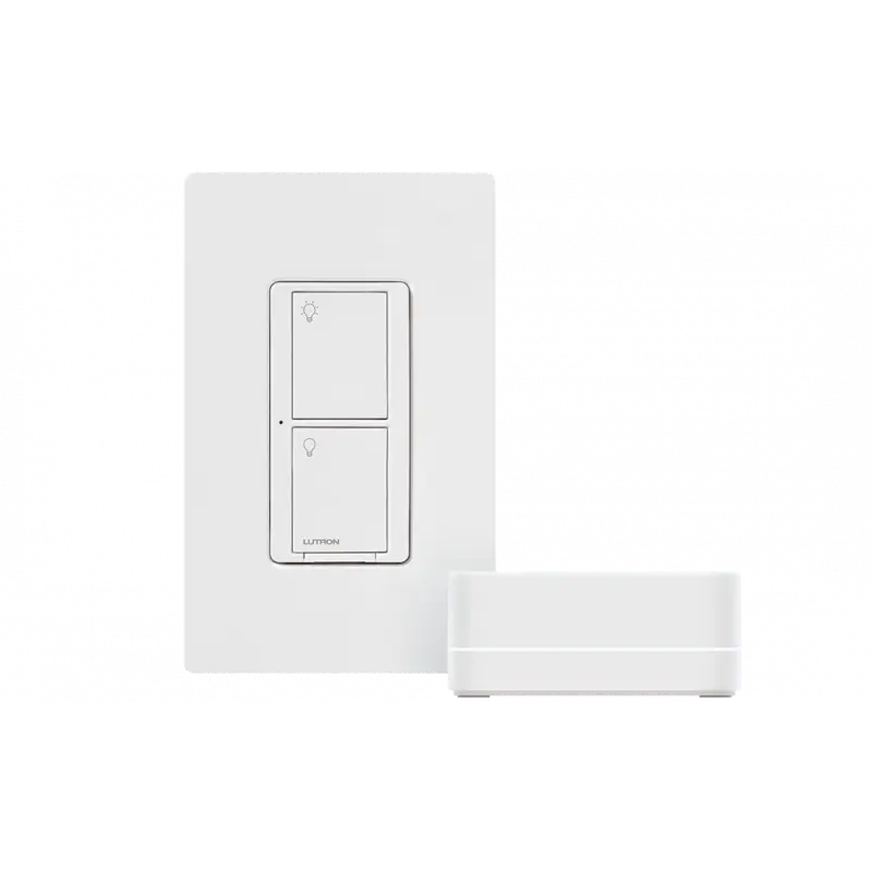 Lutron Caseta Wireless Kit with Bridge, 2 Switches, Pico Remote, Wallplate Adapt