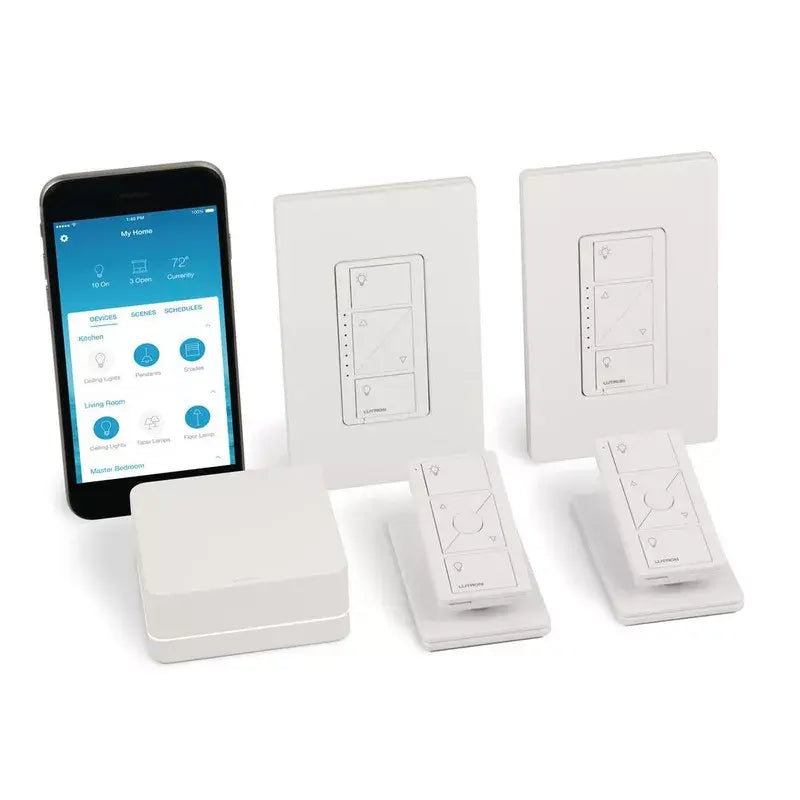 Lutron Caseta Wireless Kit 2 In-Wall Dimmers, 2 Pico Remotes, Smart Bridge
