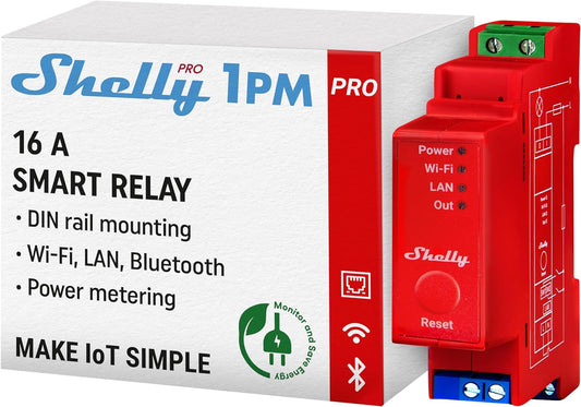 Shelly Pro 1PM WiFi / Ethernet DIN Rail Mount Smart Relay with Power Metering
