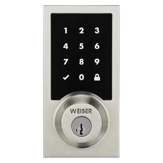 Weiser Zwave Plus Contemporary Touch Screen Deadbolt Lock, Satin Nickel
